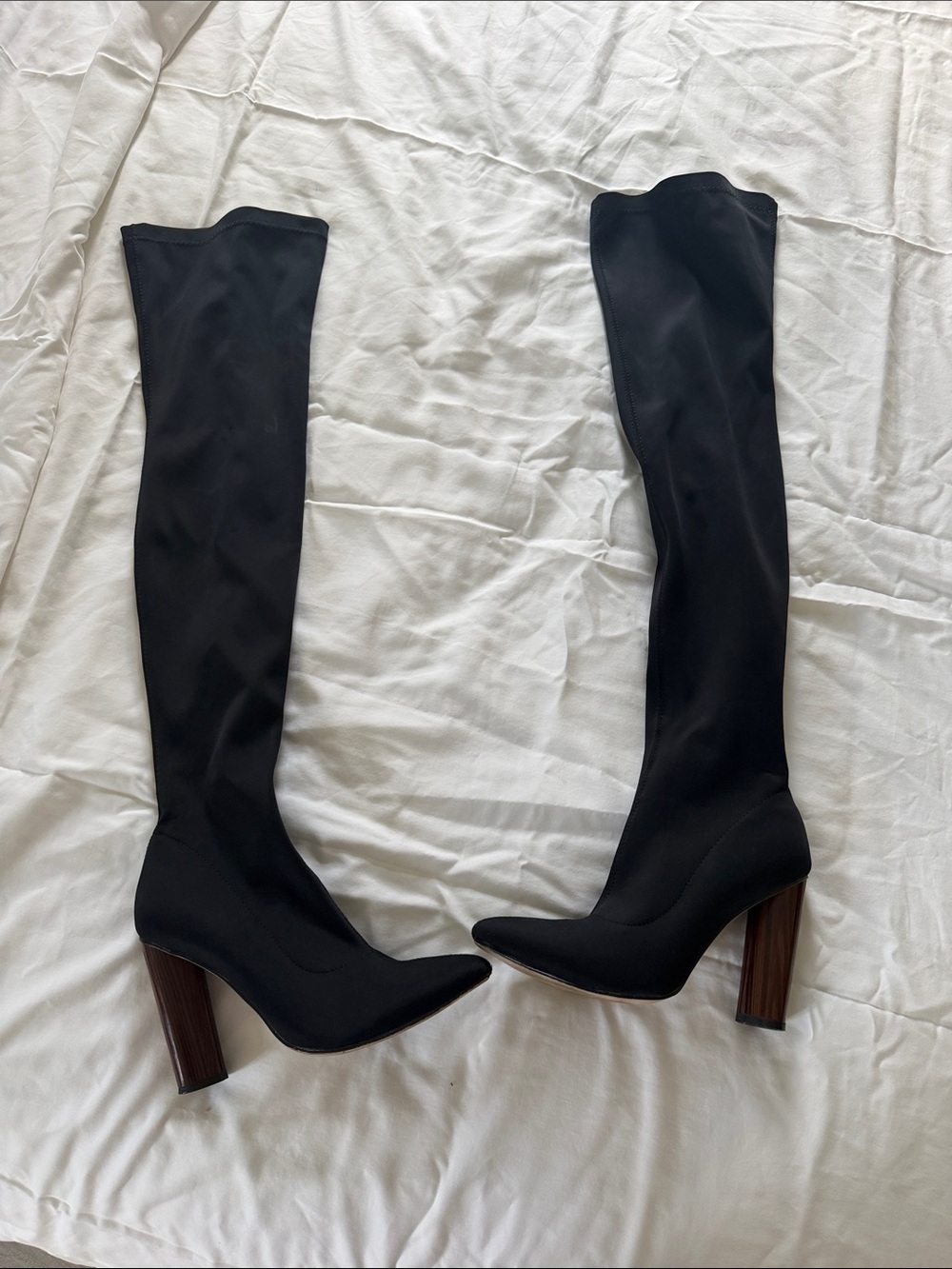 Black Over-the-Knee Stretch Sock Boots - Women